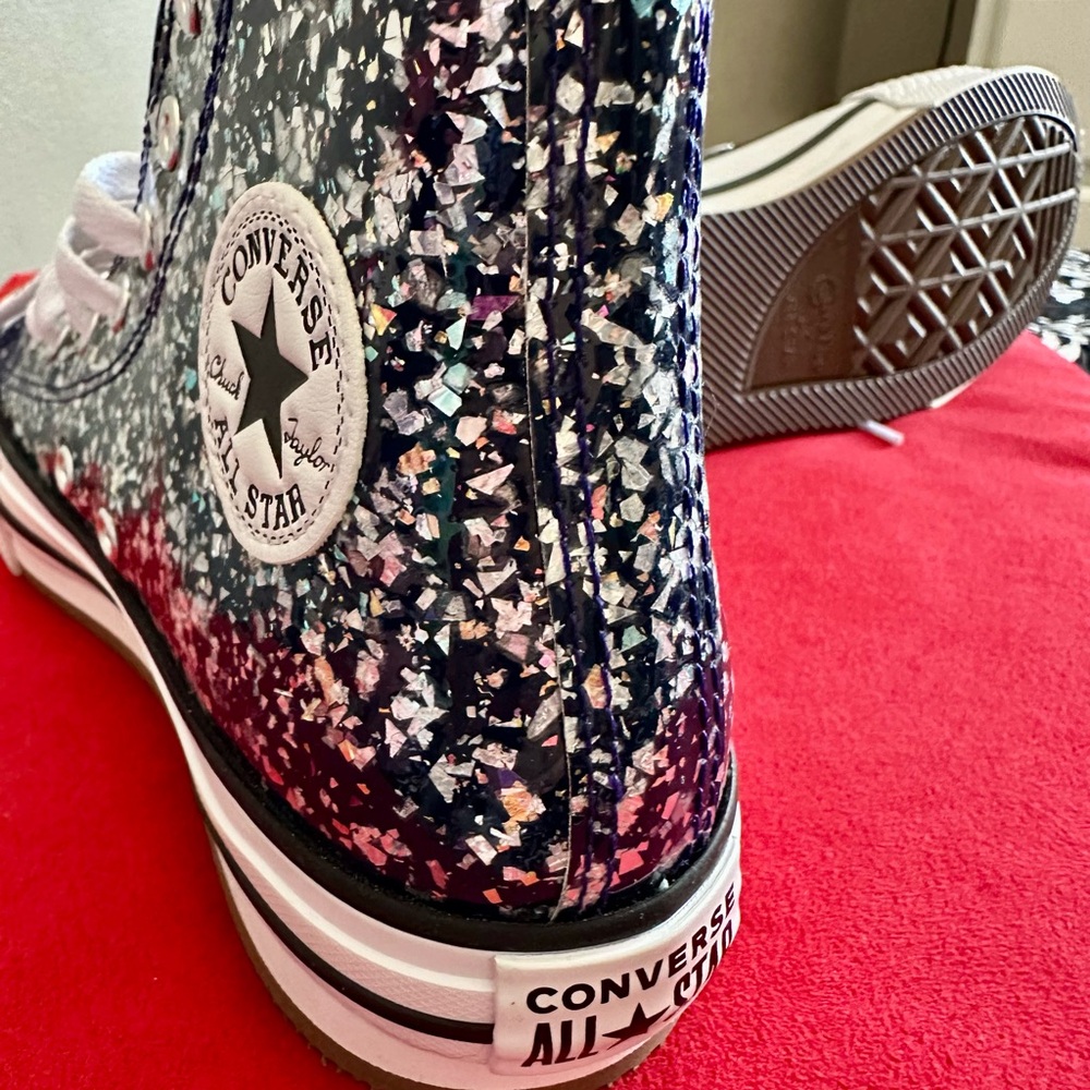 Converse Navy Glitter High-Tops - Picture 8 of 9